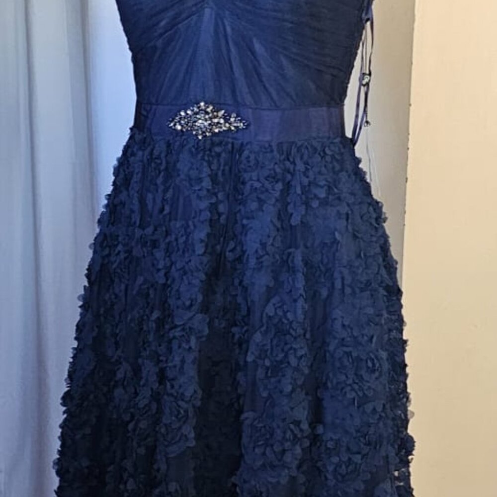 Adrianna Papell Floral Embroidered Illusion Gown - Picture 4 of 16